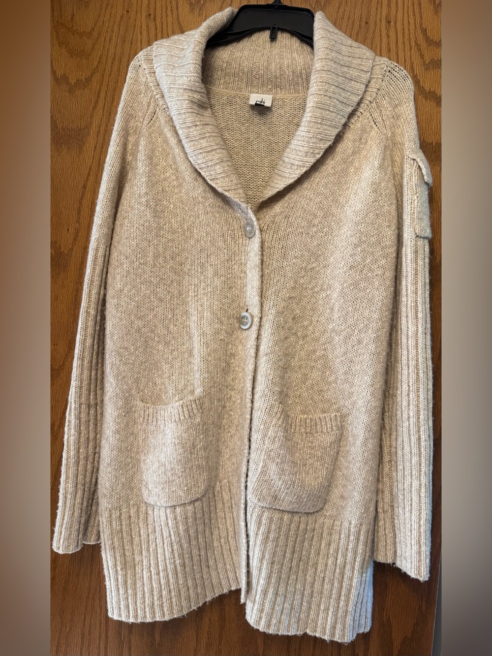 CAbi Shawl Collar Button Cardigan Sweater - Beige